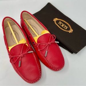 Tod’s Red Leather Gommino Loafers